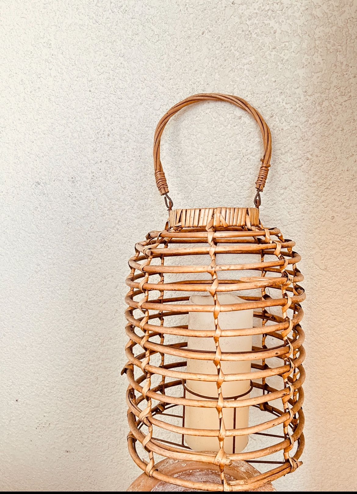 Rattan Lantern With Battery Operated candle