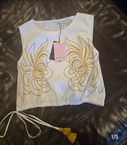 Avec Les Filles Floral Crop Top NWT