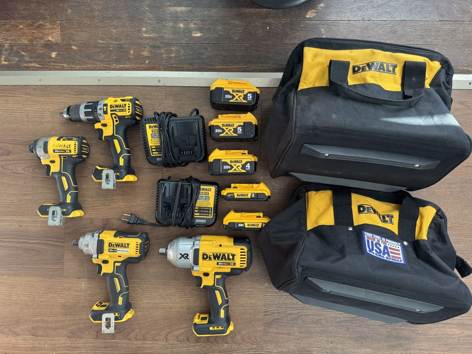 Dewalt 20V MAX Cordless Tool Bundles – Impact Wrenches, Drill/Driver, Batteries, Chargers + Cases
