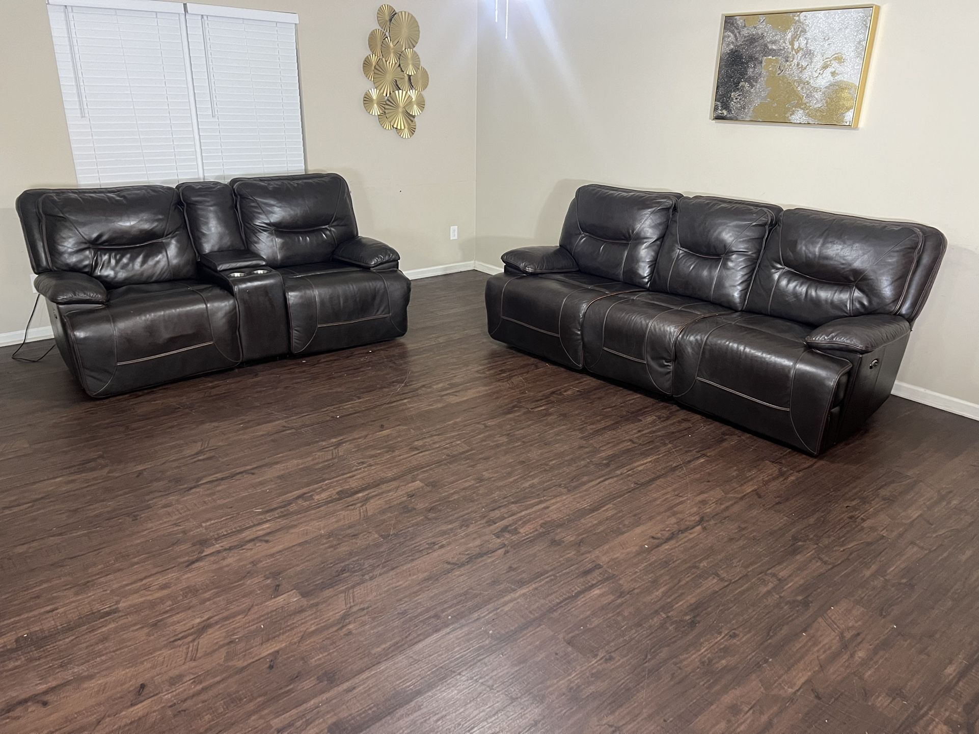 Oversized Genuine Leather Power Reclining Set (Free Delivery!!!)