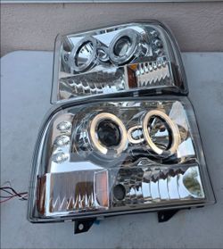 Ford F250 F350 F450 F550 Excursion LED Projector Headlights Luces Focos Micas Faros Faroles Headlamps 99-04