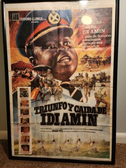 Original Spanish theatrical movie poster for the 1981 biographical drama Rise and Fall of Idi Amin (released in Spanish-speaking markets as "Triunfo y