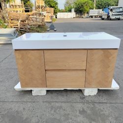 48” Bathroom Vanity In Wood Color Wall Mounted