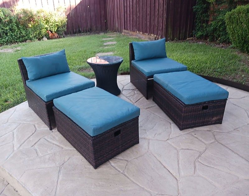 Outdoor Wicker Conversation Set with Storage Ottomans for Sale in