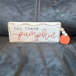 New Hobby Lobby Hey There Pumpkin Wood Sign Fall Thanksgiving Harvest Decoration 