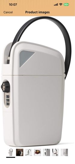 SAFEGO Portable Indoor/Outdoor Lock Box Safe with Key and Combination Access (Compact, White)