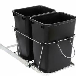 Durable 2 Pack Pull Out Trash Garbage Can 35 Quart Sliding Kitchen Waste Container Saving Space Indoor