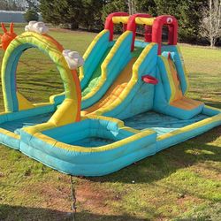 Bouncy House Double Slide With Kitty Pool