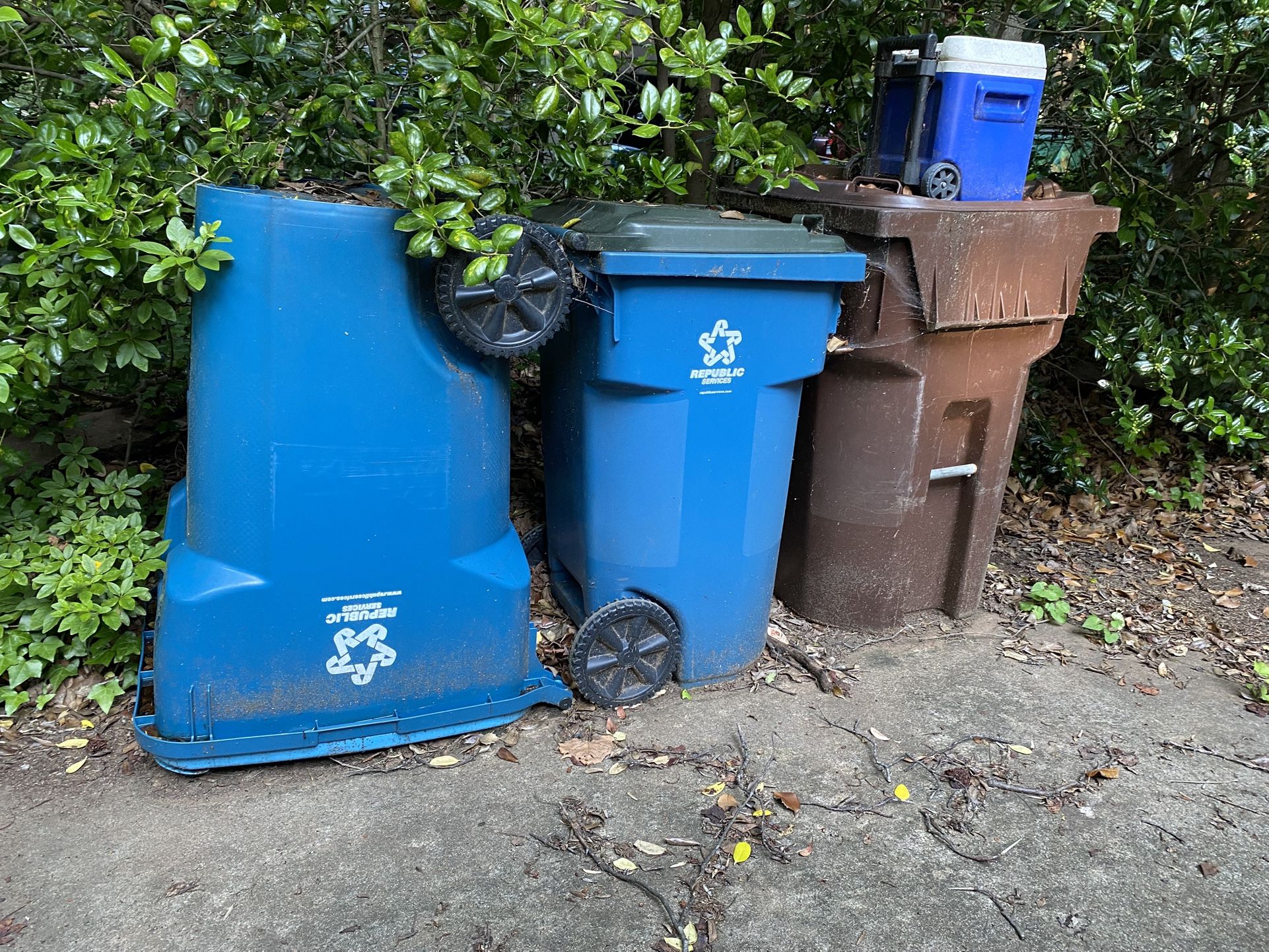 Three Garbage Cans