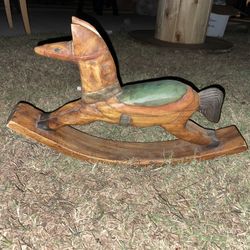 Hand Carved Vintage Rocking Horse 