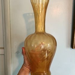Vintage Amber Glass Empoli Vase