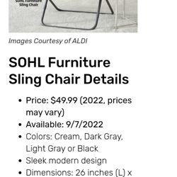 SOHL SLING CHAIR..... CHECK OUT MY PAGE FOR MORE ITEMS