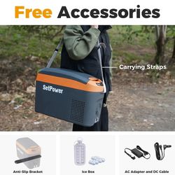 Setpower AB15 Armrest 12V Car Fridge Automotive Refrigerator 16Qt  The Car Refrigerator cools from 0°F to 50°F. Fast Cooling in 11 mins, ≤42dB low noi