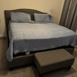 Free King Size Bed frame And  Matching Ottoman