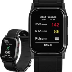 2nd Gen Black Lightweight BP Smartwatch, FDA 510(k) Cleared, Airbag Blood Pressure, Heart Rate, Blood Oxygen,Sleep, Fitness, Bluetooth App, AI Cloud H