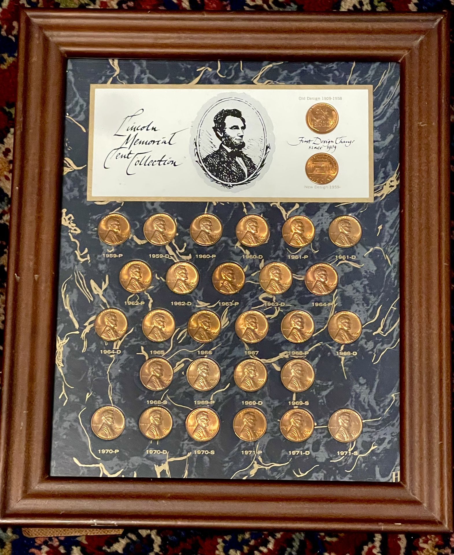 Lincoln Memorial Cent Collection Framed 1(contact info removed)