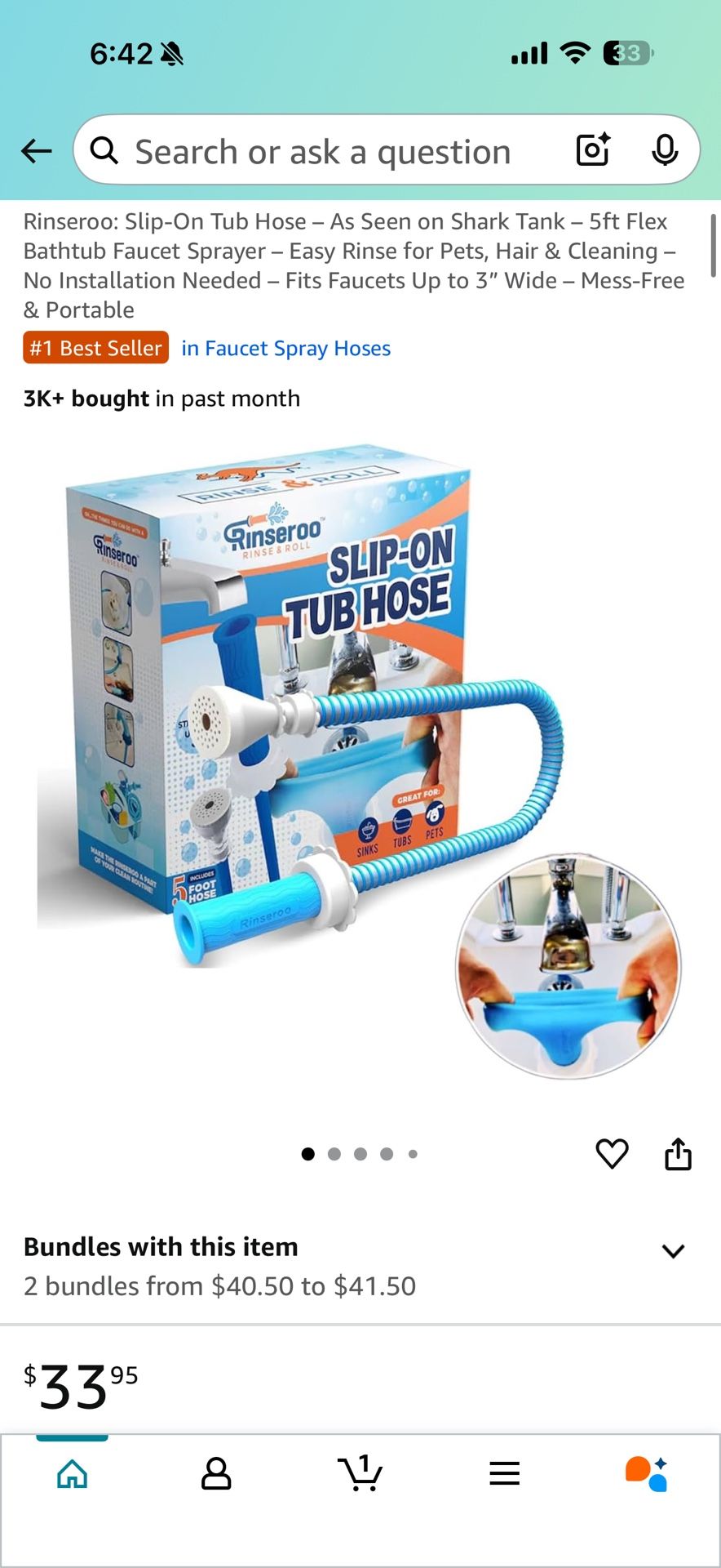 Rinseroo Slip On Tub Hose