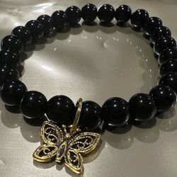 Black Tourmaline with butterfly charm