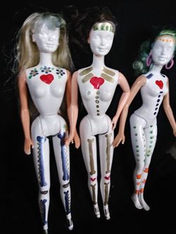 3 UNFINISHED DAY OF THE DEAD BARBIES