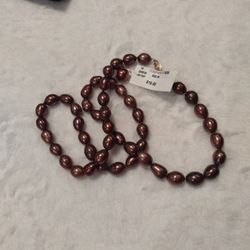 New 24" Brown Cultured Pearl Necklace
