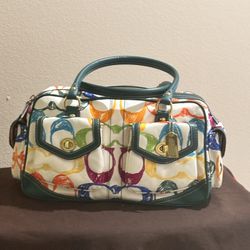 Is A Collectible Original Large Coach Multi Colored Hand Bag