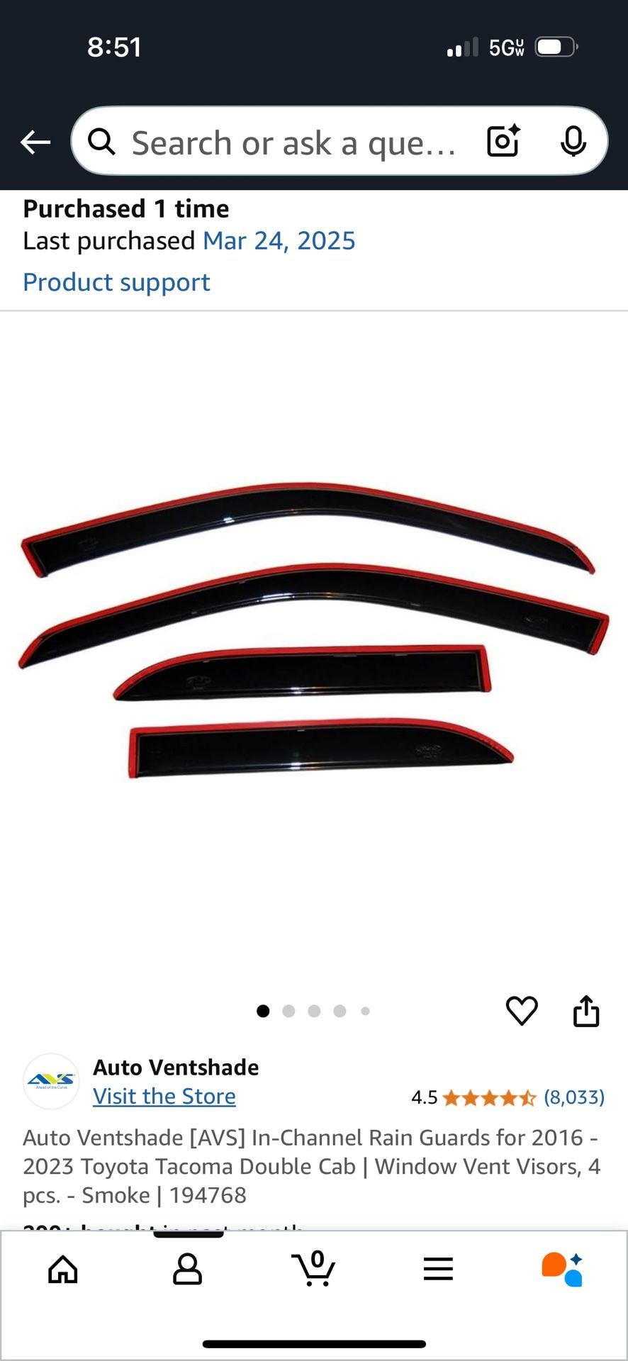 Auto Ventshade [AVS] In-Channel Rain Guards for 2016 - 2023 Toyota Tacoma Double Cab | Window Vent Visors, 4 pcs.