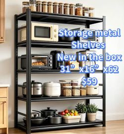🥨5-Tier Kitchen Storage Shelves, 62.9"Hx31.4"W x15.7"D Adjustable Metal Shelving Unit with Anti-Fall Rails, 2500LBS Heavy Duty Freestanding Bakers Ra