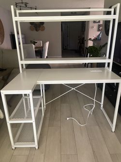 White Corner Hutch Desk