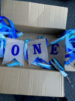 Baby boy Birthday Banner One High Chair