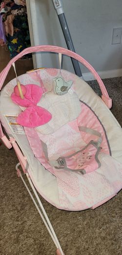 Pink baby bow pillow bouncer