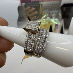 925sterling Silver Deep In 10k Ring Set 