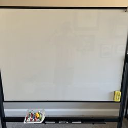 36”x47” Two-sided, rolling dry erase board with accessories