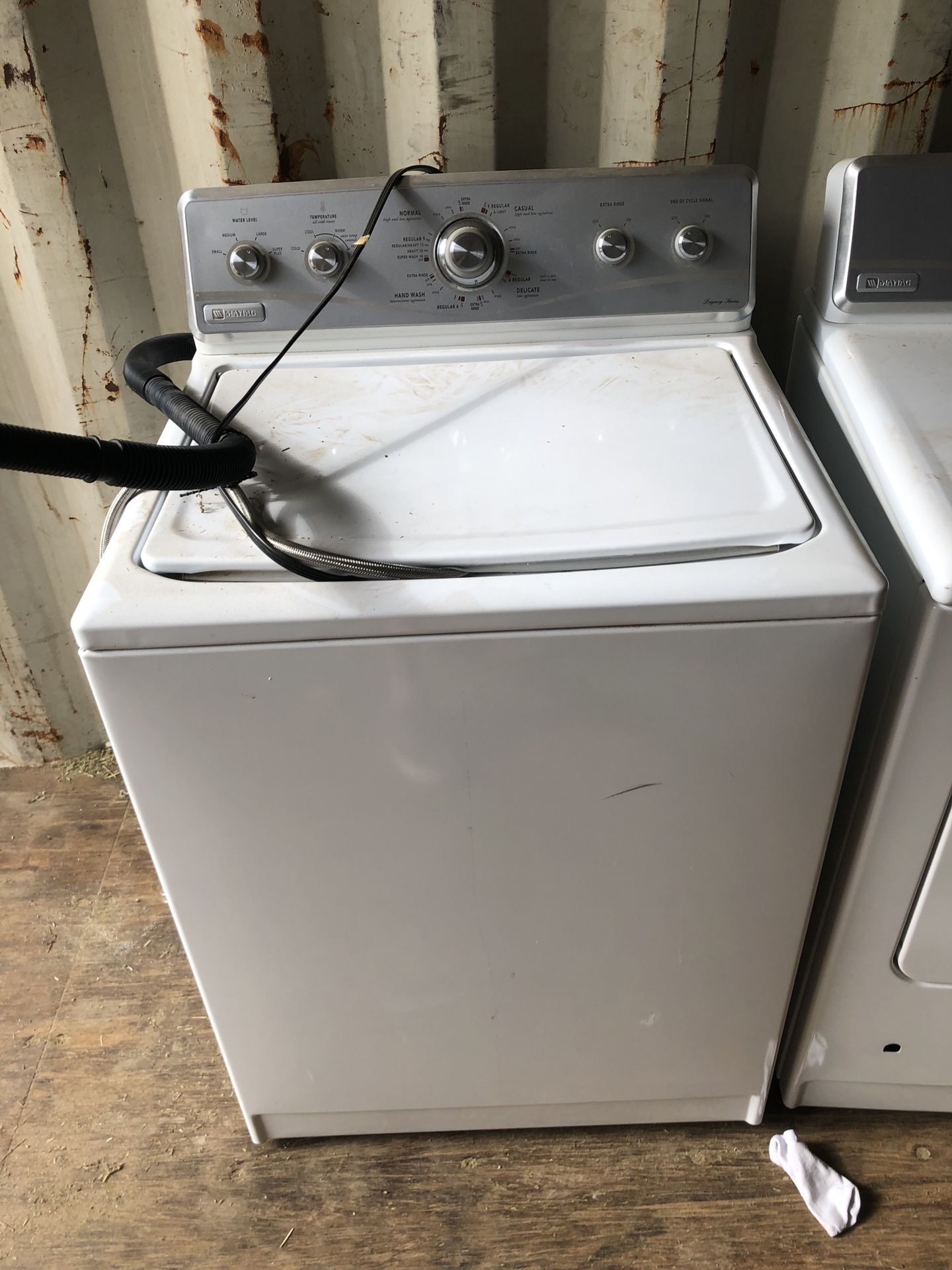 Maytag electric washer and electric dryer. Barley used 1 year. Moved
