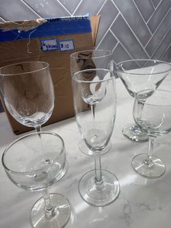 Many boxes of Glasses, Coffee Cups, Platters, small Appliances. All Exc like new. Great deals, priced separately