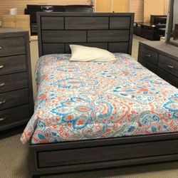New Akerson Gray Panel Bedroom Set (Bed Frame, Dresser, Mirror, Nightstand, Chest, Mattress Options)