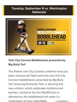 Padres vs Nationals- Tatis Bobblehead Giveaway