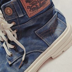 Men High Top Denim Inspired Boots Size 11.5 (EU 45)