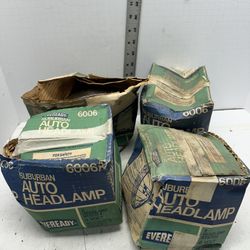NOS GE EVEREADY SUBURBAN Auto HEADLAMP 6 VOLTS 6006 headlight Set4 #02