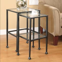 2 Piece Glass End Tables / Nesting Side Tables