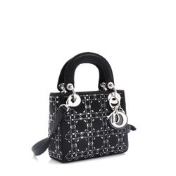 Christian Dior Lady Dior Bag Crystal Embellished Cannage Quilt Satin Mini