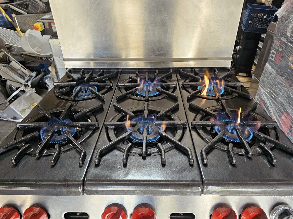 Wolf Range 34" 6 Burner Gas Range w/ Oven Natural Gas Tested w/ Live Pictures
