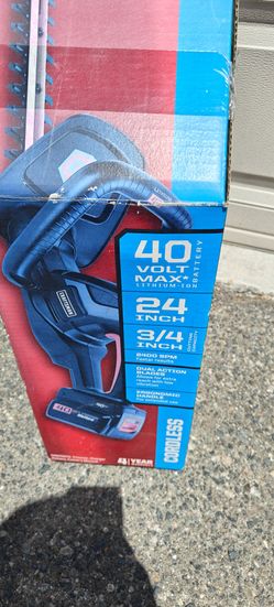 Craftsman 40V Max 24-inch lithium-ion cordless hedge trimmer.