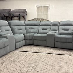 New 116x116 Fabric Recliner Sectional Couch / Free Delivery 