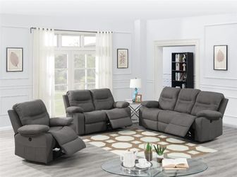 2 Piece Recliner Sofa & Recliner Loveseat-$785.00 (Recliner Chair-$250.00) –Slate Blue Color