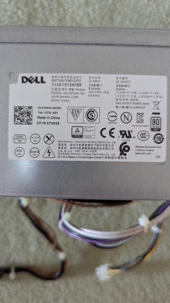 Dell 7VK45 Power Supply for Precision 3620 Tower
