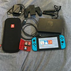 Nintendo Switch With 3 Games And Case