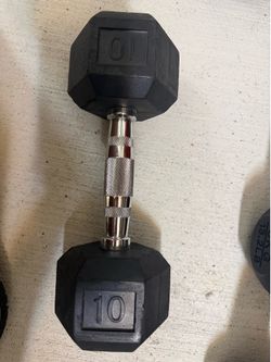 10-pound rubber-coated hex dumbbell