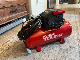 Hyper Tough 3 Gallon Oil Free Portable Air Compressor, 100PSI, Red