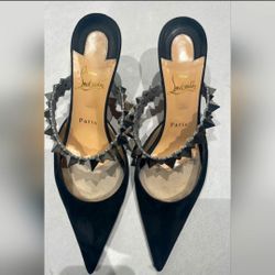 Christian Louboutin Suede Planet Choc 80 Mules