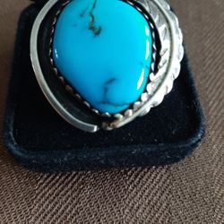 Big Silver And Turquoise Ring